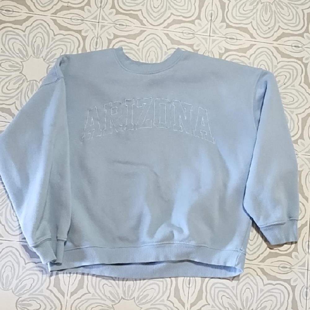 Arizona State Of Mine Thick Light Blue Womens Sweater Sz L Long Sleeve Crew Neck